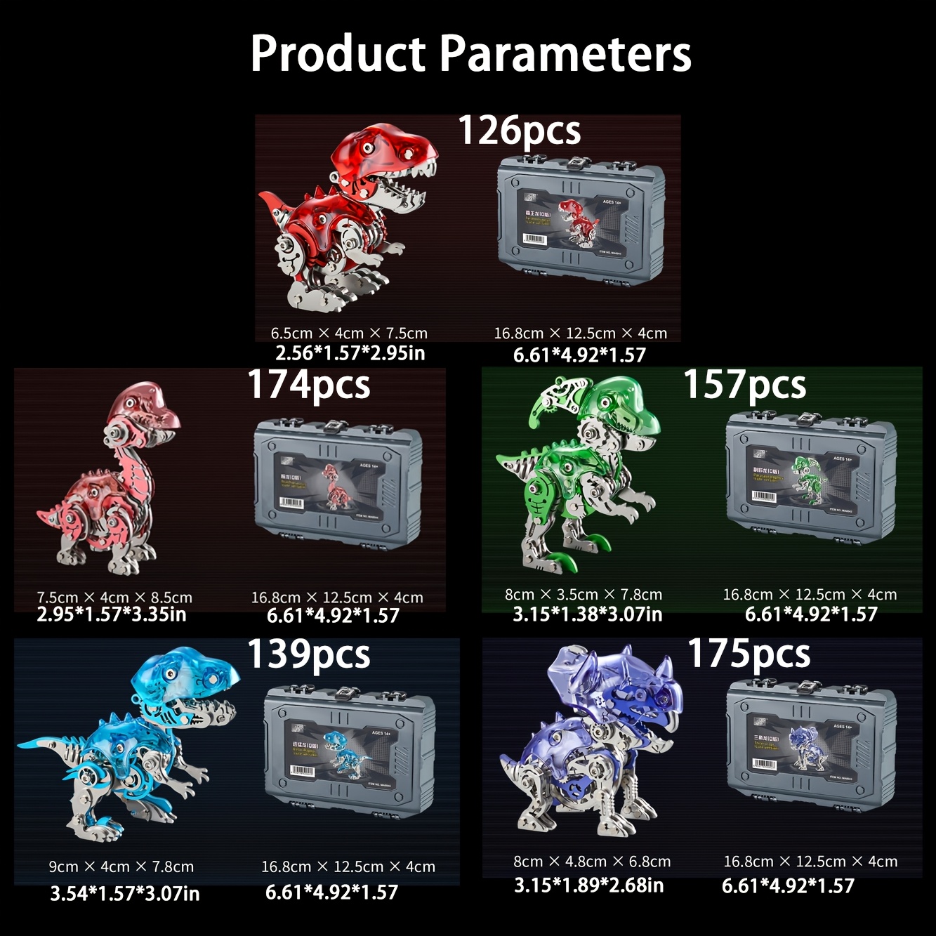 Q-Version Dinosaur 3D Metal Stainless Steel Puzzle Model